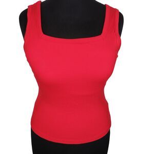 OGL Red Ribbed Square Neck Padded Shelf Bra Brami Tank Top Size 2XL